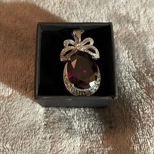 Purple Amethyst and Diamond Pendant